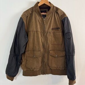 Kakadu Traders Australia Mens L Tan Cotton Canvas Pocket Bomber Jacket